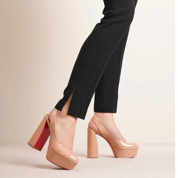 Christian Louboutin Movida Sling 130 Nude Pumps Size 38 - Picture 1 of 14